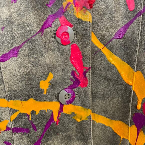Wilsons Leather DIY Paint Splatter Hand Painted Art to Wear Blazer Jacket L - Picture 4 of 14